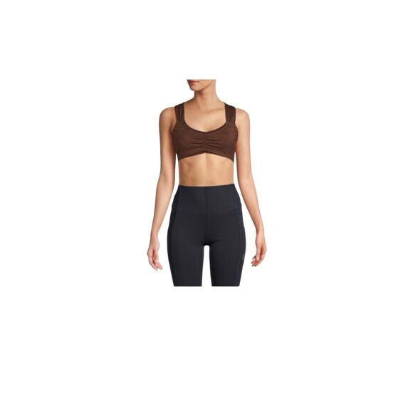 Free People Movement Zen Again Sports Bra Brown Ruched Crisscross Back Size S - Picture 3 of 6